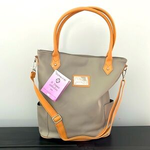 Clothes It All St Tropez Collection Grey Leather Tote by Joy Mangano